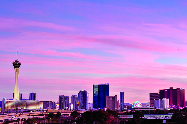 skyline at sunset